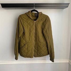 Zara Green Quilted Bomber Jacket. Women's Medium.